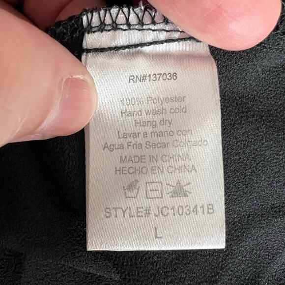 Paper Crane Womens Layered Blouse Shirt Halter Top Sleeveless Black Large - Picture 9 of 9